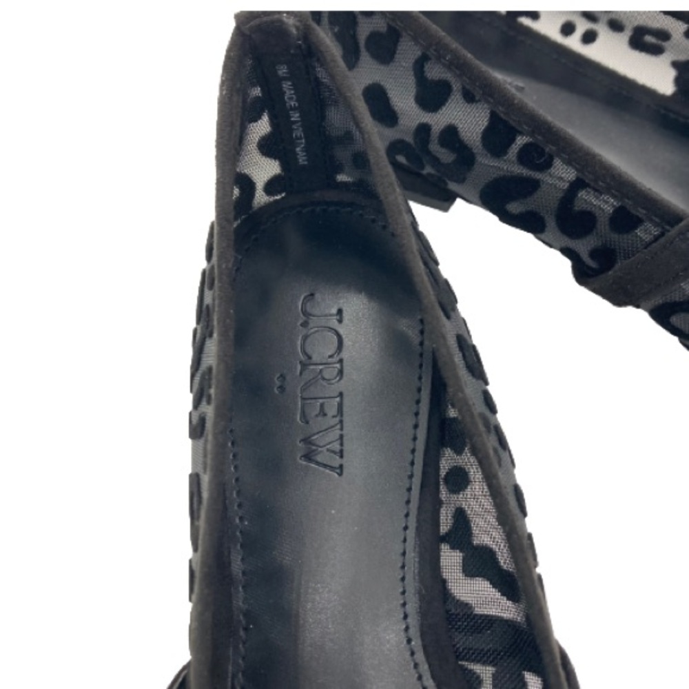 J. Crew Factory Black Leopard mesh Mary Jane flats 8 - Picture 7 of 10